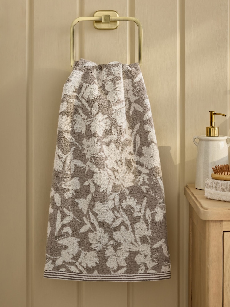 Natural Floral Egyptian Cotton Towel - Image 2 of 4 Natural Floral Egyptian Cotton Towel - Image 2 of 4