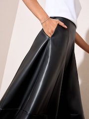Friends Like These Black Petite Faux Leather Midi Skirt - Image 3 of 4