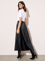 Friends Like These Black Petite Faux Leather Midi Skirt - Image 4 of 4