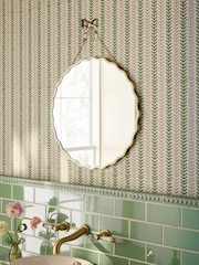 Gold Bow Hanging Round Wall Mirror - Image 1 of 5