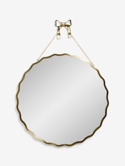 Gold Bow Hanging Round Wall Mirror - Image 3 of 5