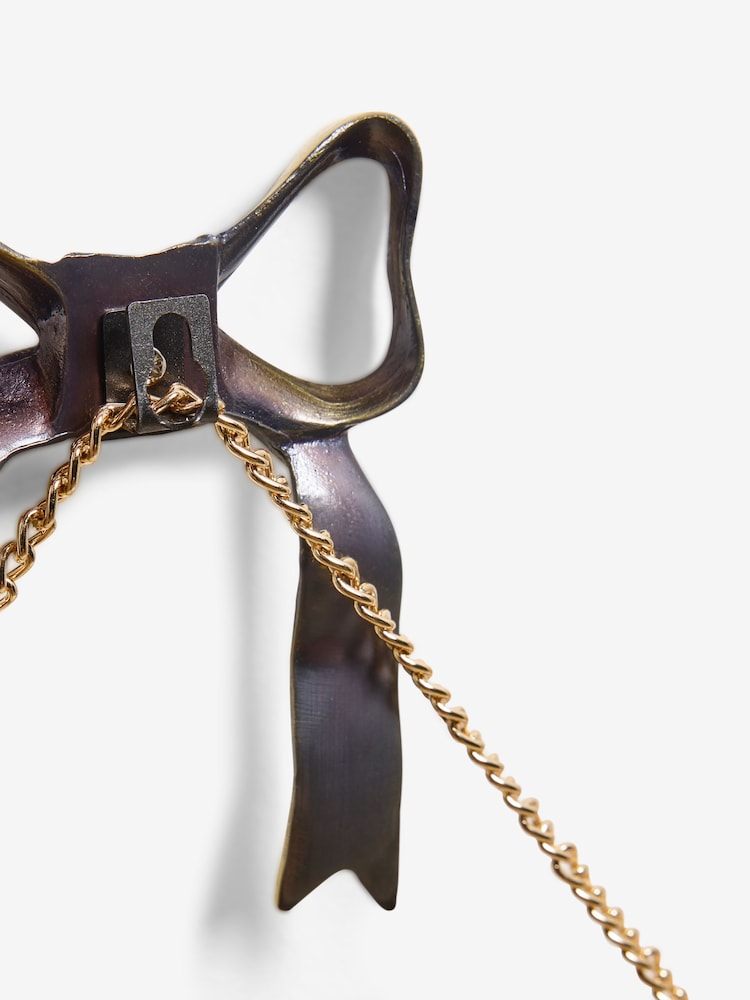 Gold Bow Hanging Round Wall Mirror - Image 5 of 5