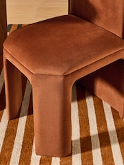 MADE.COM Set of 2 Cinnamon Orange Velvet Ciel Fully Upholstered Dining Chairs - Image 2 of 5