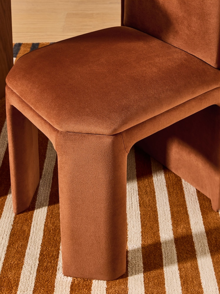 MADE.COM Set of 2 Cinnamon Orange Velvet Ciel Fully Upholstered Dining Chairs - Image 2 of 5 MADE.COM Set of 2 Cinnamon Orange Velvet Ciel Fully Upholstered Dining Chairs - Image 2 of 5