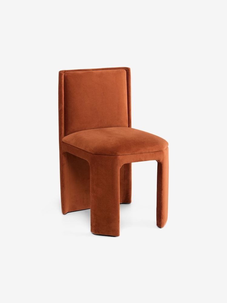 MADE.COM Set of 2 Cinnamon Orange Velvet Ciel Fully Upholstered Dining Chairs - Image 5 of 5 MADE.COM Set of 2 Cinnamon Orange Velvet Ciel Fully Upholstered Dining Chairs - Image 5 of 5