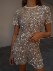 Never Fully Dressed White Silver Sequin T-Shirt - Image 4 of 5