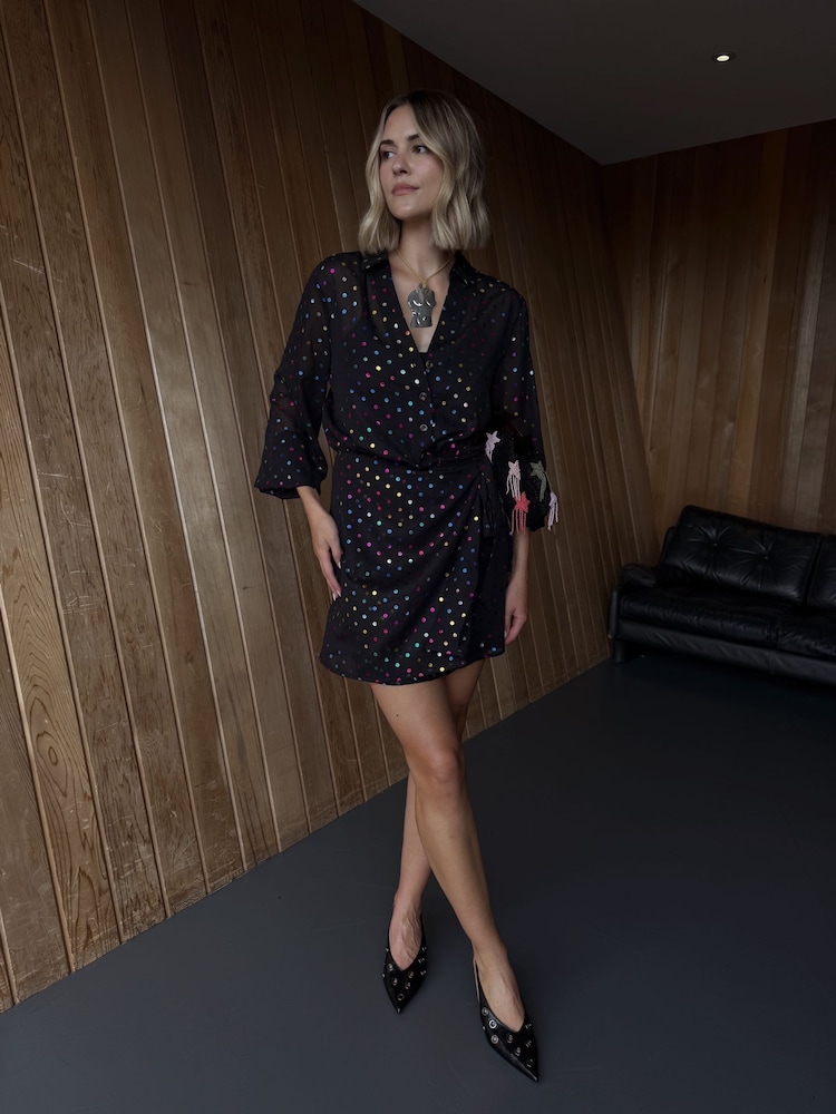 Never Fully Dressed Rainbow Spot Miley Mini Shirt Dress - صورة 1 من 4