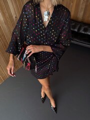 Never Fully Dressed Rainbow Spot Miley Mini Shirt Dress - صورة 3 من 4