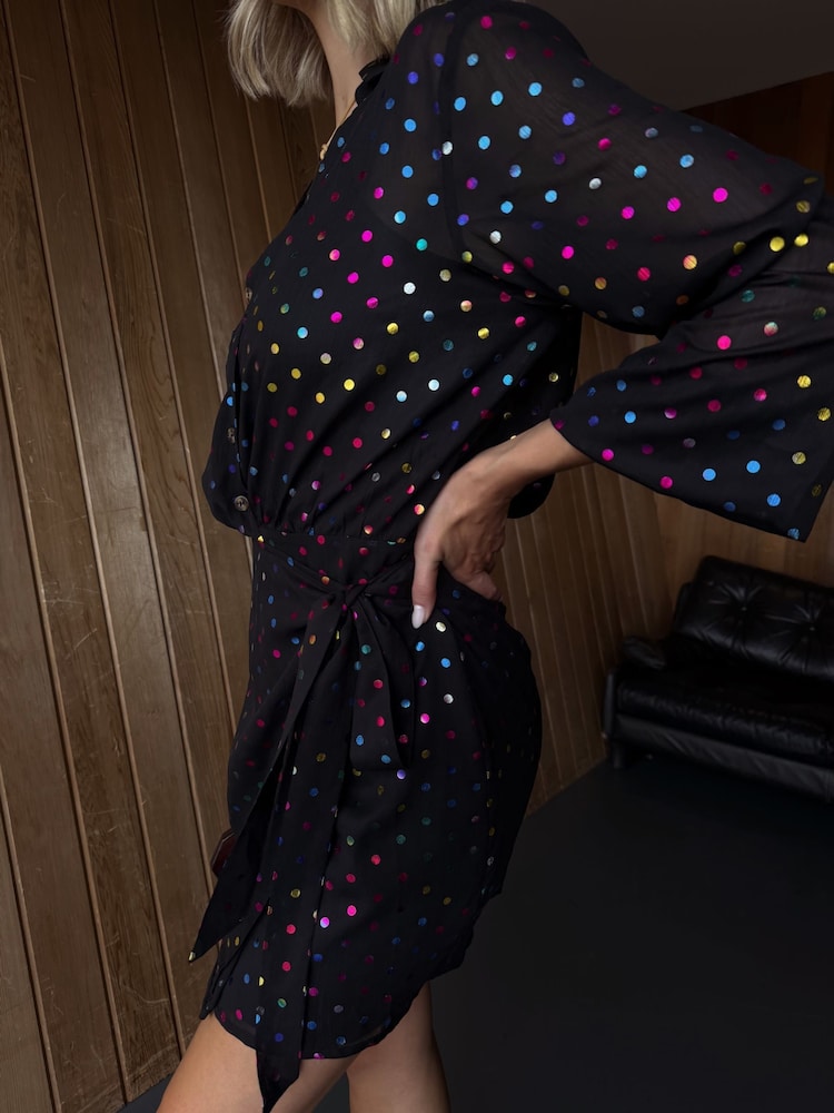 Never Fully Dressed Rainbow Spot Miley Mini Shirt Dress - صورة 4 من 4