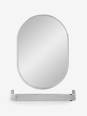 Silver Rib Shelf Bathroom Wall Mirror - Image 1 of 5