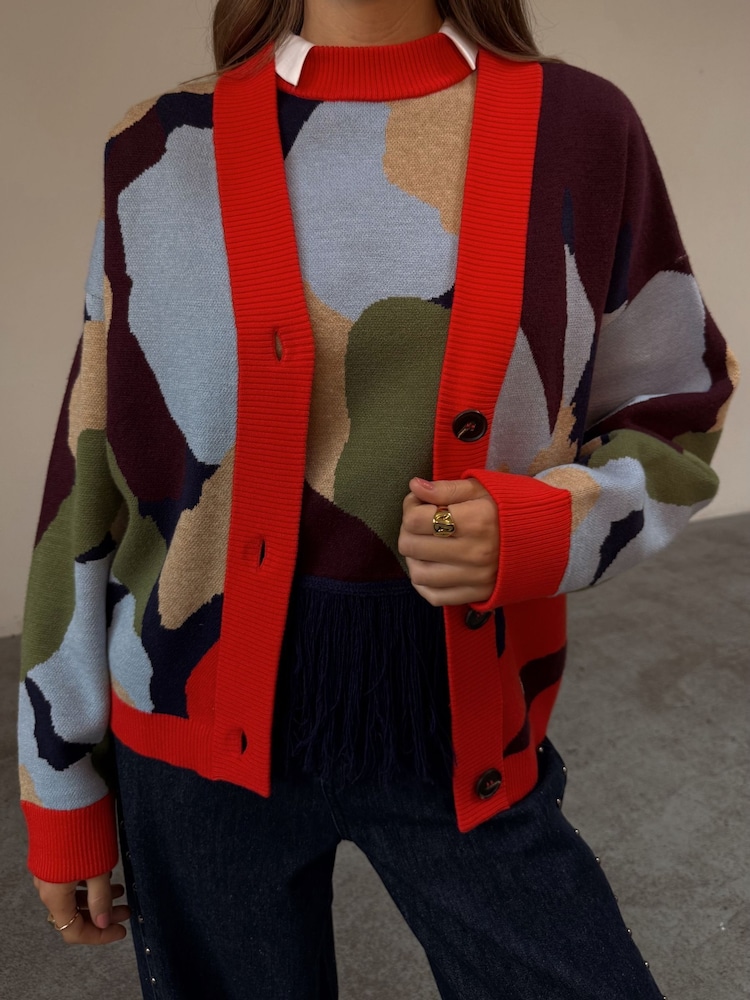 Never Fully Dressed Blue Abstract Callie Cardigan - Image 2 of 4