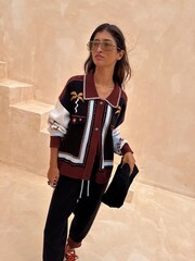 Never Fully Dressed Black Geometric Contrast Stitch Palm Print Cardigan - Image 13 of 22