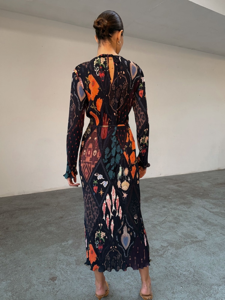 Never Fully Dressed Black Night Garden Gaia Plisse Dress - Image 2 of 4