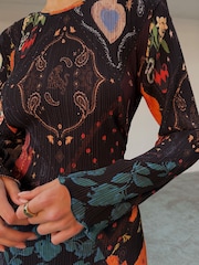 Never Fully Dressed Black Night Garden Gaia Plisse Dress - Image 3 of 4