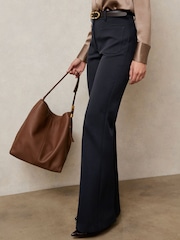 Reiss Navy Priya Twill Patch-Pocket Flared Trousers - Image 3 of 7