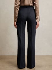 Reiss Navy Priya Twill Patch-Pocket Flared Trousers - Image 6 of 7