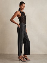 Verwaschenes Grau - Reiss Molly Barrel-Leg Seam Jeans - Bild 1 von 7