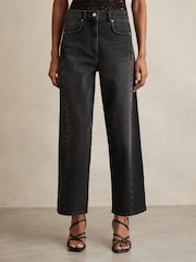 Verwaschenes Grau - Reiss Molly Barrel-Leg Seam Jeans - Bild 3 von 7