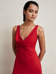 Reiss Red Vanessa Cowl Neck Sleeveless Maxi Dress - Image 3 of 7
