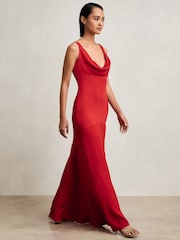 Reiss Red Vanessa Cowl Neck Sleeveless Maxi Dress - Image 4 of 7
