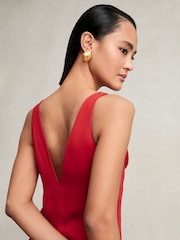 Reiss Red Vanessa Cowl Neck Sleeveless Maxi Dress - Image 5 of 7