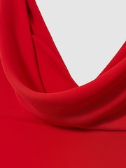 Reiss Red Vanessa Cowl Neck Sleeveless Maxi Dress - Image 7 of 7