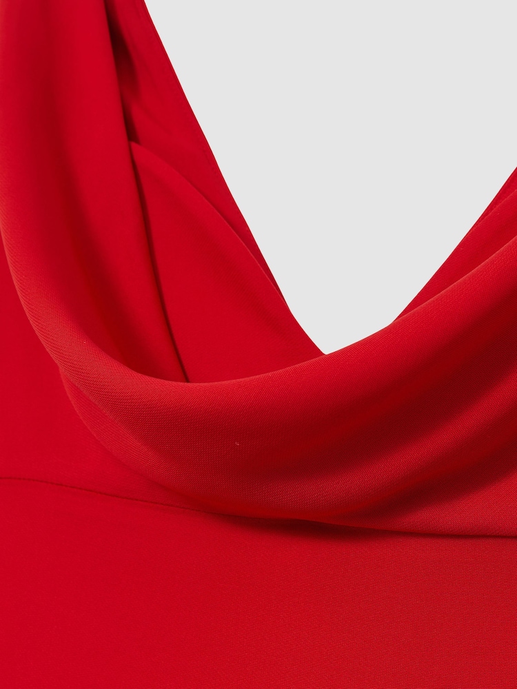 Reiss Red Vanessa Cowl Neck Sleeveless Maxi Dress - Image 7 of 7