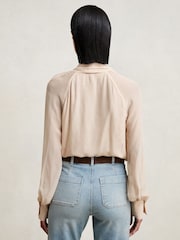 Reiss Pale Pink Tina Silk Blend Chiffon Tie-Neck Blouse - Image 4 of 6