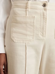 Reiss Ecru Sakura Petite Patch-Pocket Flared Jeans - Image 4 of 8