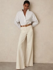 Reiss Ecru Sakura Petite Patch-Pocket Flared Jeans - Image 6 of 8