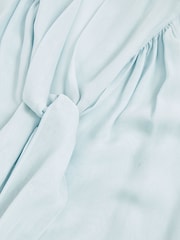 Reiss Pale Blue Tina Silk Blend Chiffon Tie-Neck Blouse - Image 7 of 7