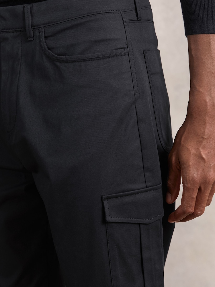 Buy Reiss Navy Robinson Cotton-Lyocell Cargo Trousers from the