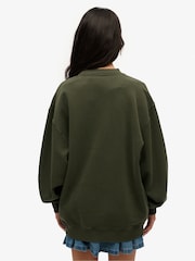 Superdry Green Oversized Micro Logo Graphic Crew Sweatshirt - Image 4 of 7