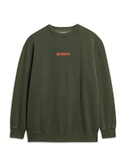 Superdry Green Oversized Micro Logo Graphic Crew Sweatshirt - Image 7 of 7