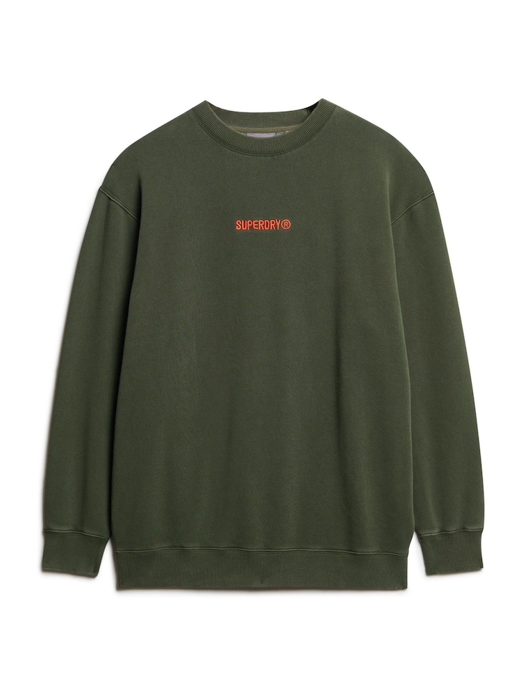 Superdry Green Oversized Micro Logo Graphic Crew Sweatshirt - Image 7 of 7