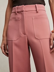 Reiss Pink Priya Twill Patch-Pocket Flared Trousers - Image 3 of 6