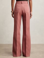 Reiss Pink Priya Twill Patch-Pocket Flared Trousers - Image 4 of 6