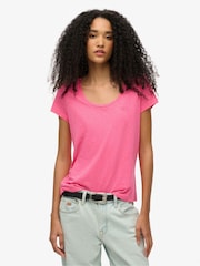 Superdry Pink Scoop Neck T-Shirt - Image 1 of 6