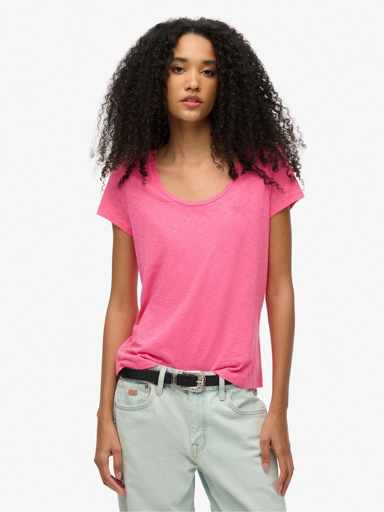 Superdry Pink Scoop Neck T-Shirt - Image 1 of 6