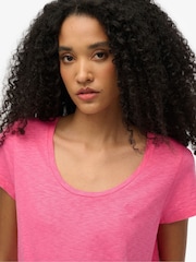 Superdry Pink Scoop Neck T-Shirt - Image 4 of 6