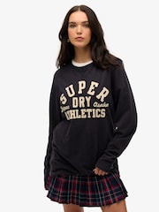 Superdry Blue Oversized Vintage Athletic Long Sleeve 100% Cottton Top - Image 1 of 7