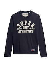 Superdry Blue Oversized Vintage Athletic Long Sleeve 100% Cottton Top - Image 5 of 7