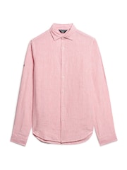 Superdry Pink Oversized 100% Cotton Casual Linen Long Sleeve Shirt - Image 5 of 7