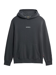 Superdry Grey Oversized 100% Cotton Micro Logo Hoodie - Image 1 of 2