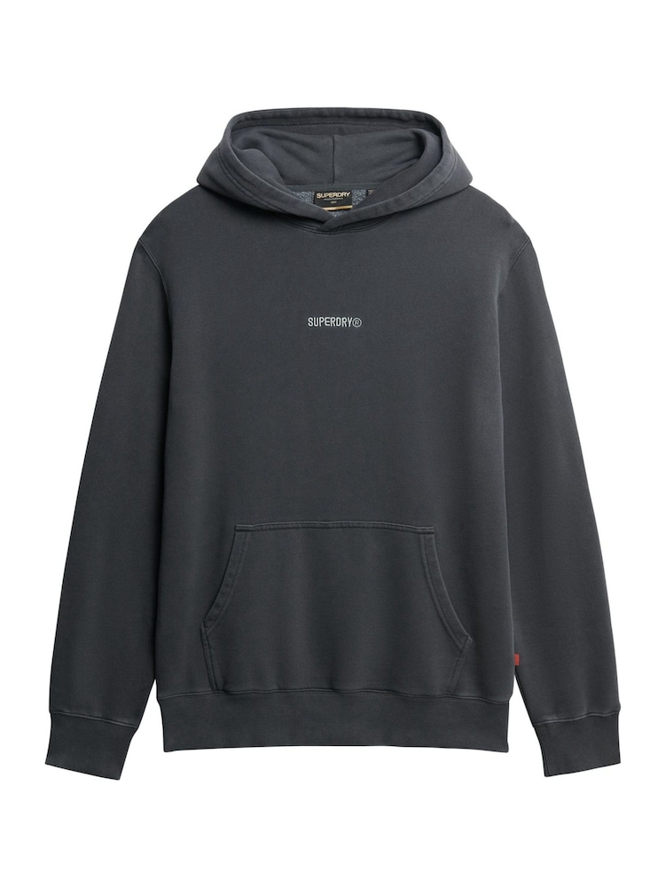 Superdry Grey Oversized 100% Cotton Micro Logo Hoodie - Image 1 of 2
