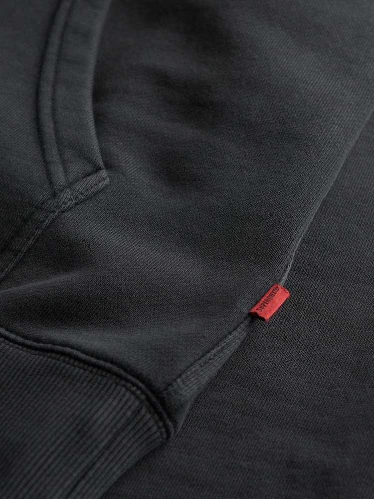 Superdry Grey Oversized 100% Cotton Micro Logo Hoodie - Image 2 of 2