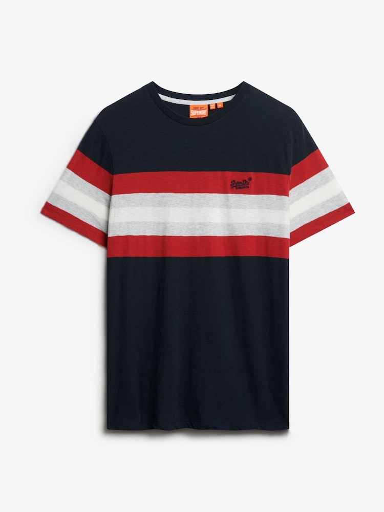 Superdry Blue Essentials Stripe 100% Cotton T-Shirt - Image 5 of 6
