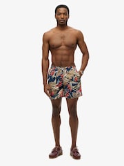 Superdry Navy Blue Hawaiian Print 17 Swim Shorts - Image 4 of 8