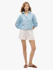 Superdry Light Blue Boyfriend Casual Linen Shirt - Image 3 of 5