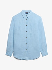 Superdry Light Blue Boyfriend Casual Linen Shirt - Image 5 of 6